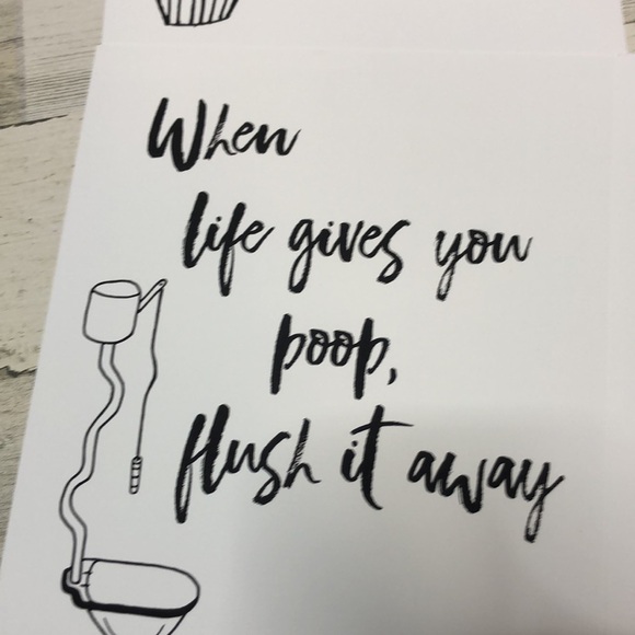 4 Funny Bathroom Signs Poop Flush Cardstock 8 x 11 - Picture 5 of 7